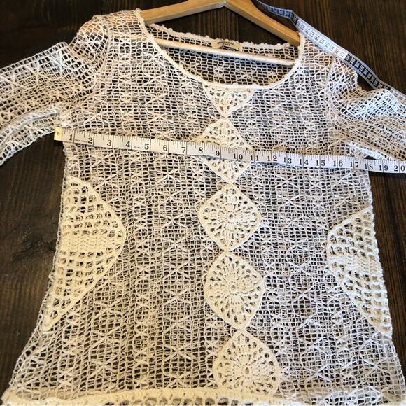 Miss Kelly Top Women’s Large White Lacy Boho Sheer Top Shirt Cottage Grandma VTG - Picture 8 of 10